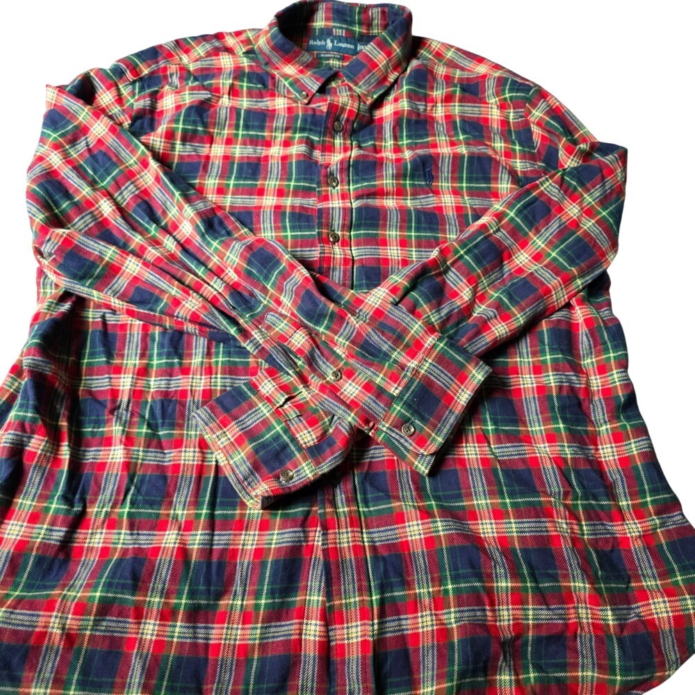 Ralph‎ Lauren Classic Fit Plaid Casual Long Sleeve Shirt Men's Size XXL